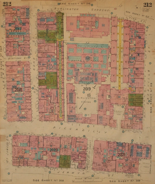 GOAD MAP.W1.Piccadilly Old Bond St Jermyn St Albemarle Burlington Arcade 1938