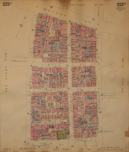 GOAD MAP.W1.Oxford Street Broadwick Poland Wardour Berwick Noel d'Arblay 1932