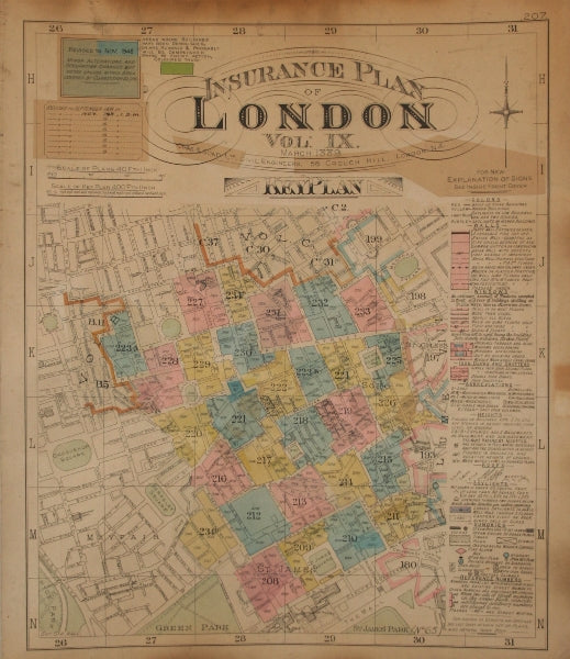 GOAD MAP.W1 SW1 WC2 WC1 Marylebone Mayfair Soho St James's Fitzrovia 1889