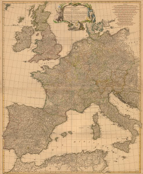 'Prémière partie de la carte d'Europe'. D'ANVILLE. Western Europe 1756 old map