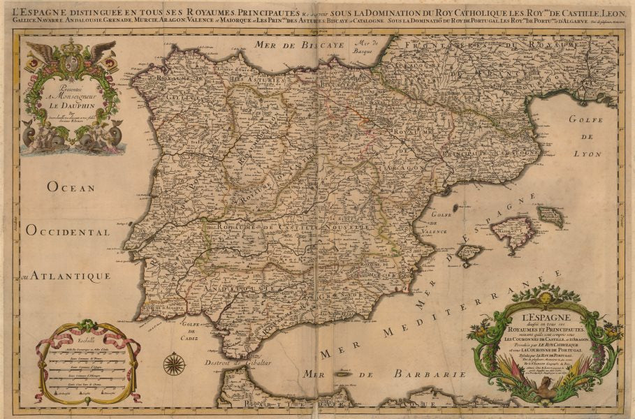'L'Espagne divisée en tous ses Royamues…' SANSON/JAILLOT. Spain Iberia 1692 map