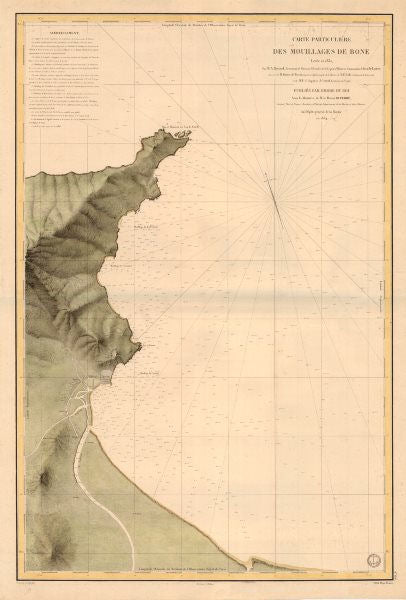 Carte Particulière des Mouillages de Bone' Dépôt de la Marine. Annaba 1834 map