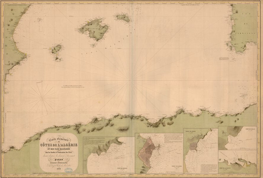 'Côtes de L'Algérie et des Iles Baléares' ROBIQUET. Balearics sea chart 1853 map