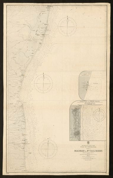 Coromandel coast nautical sea chart. Madras. Tamil Nadu. Admiralty 1885 map