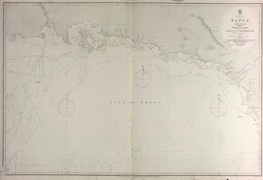 British New Guinea South Coast. Freshwater Bay. Admiralty sea chart 1880 map