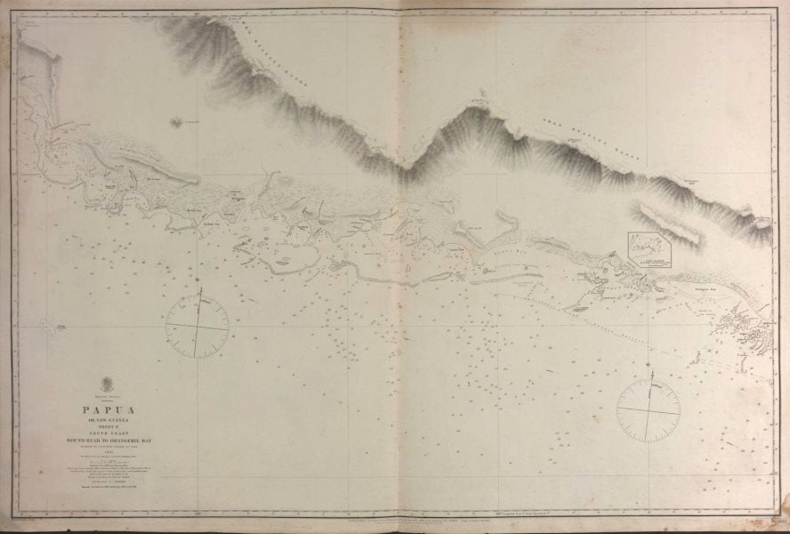 British New Guinea South Coast. Round Head. Admiralty sea chart 1880 old map