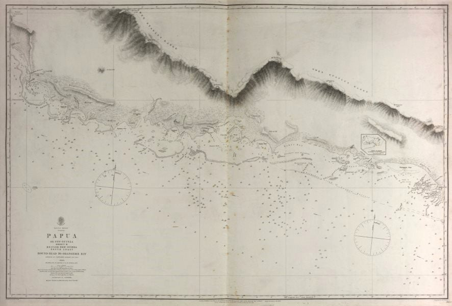 British New Guinea South Coast. Orangerie Bay. Admiralty sea chart 1880 map