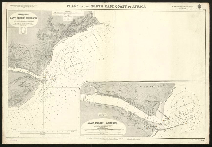 East London Harbour approaches. Admiralty sea chart. South Africa 1931 old map