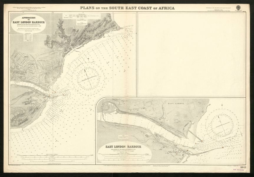 East London Harbour approaches. Admiralty sea chart. South Africa 1932 old map
