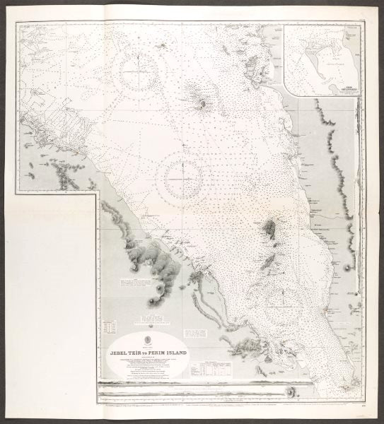 Red Sea. Jebel Teir - Perim Island. Admiralty nautical sea chart. Yemen 1930 map