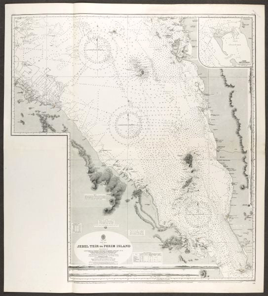Red Sea. Bab-el-Mandeb strait.Admiralty nautical sea chart. Yemen 1930 old map