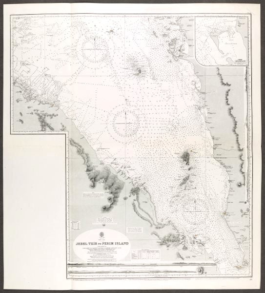 Red Sea. Jebel Teir Perim Island. Admiralty nautical sea chart. Eritrea 1930 map