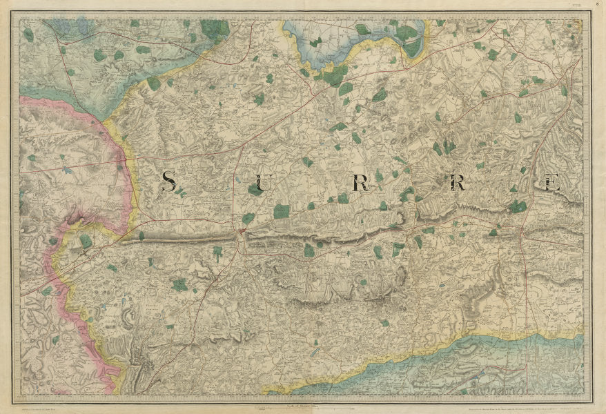 Surrey & SW London. Guildford Kingston Croydon. OS sheet map 65x95cm ...