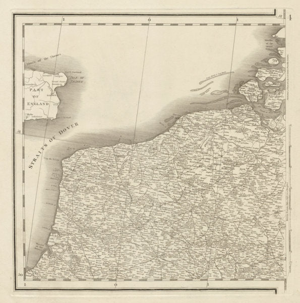 Northern France. Nord Pas-de-Calais. Western Belgium. CHAUCHARD 1800 old map