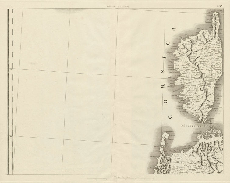 Corsica & North west Sardinia. Bonifacio Maddalena. CHAUCHARD 1800 old map