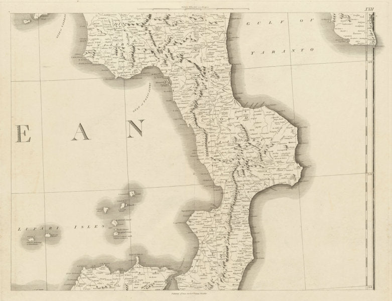 Calabria & Southern Basilicata & Campania. NE Sicily. Italy. CHAUCHARD 1800 map