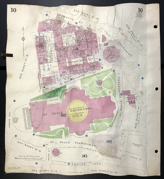 London EC4M St Paul's Cathedral Newgate Street Paternoster Row GOAD 1962 map