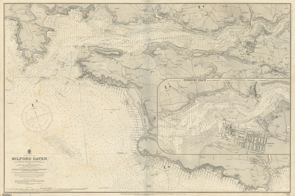 Milford Haven Pembroke Reach Pembrokeshire Wales ADMIRALTY chart 1884 (1906) map