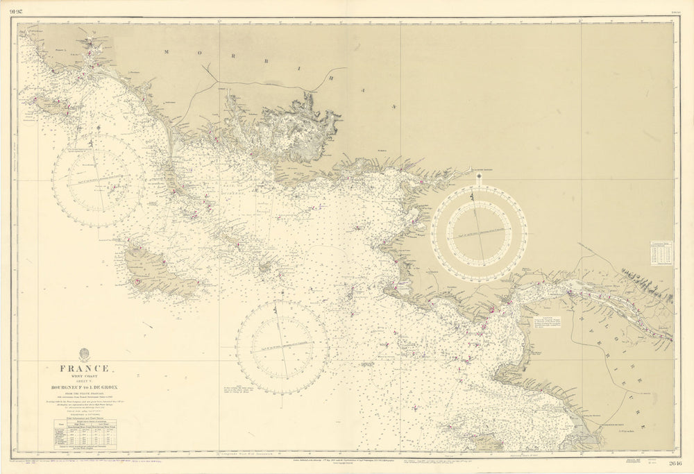 Loire-Atlantique Morbihan coast Belle-Île Groix ADMIRALTY chart 1858 (1954) map
