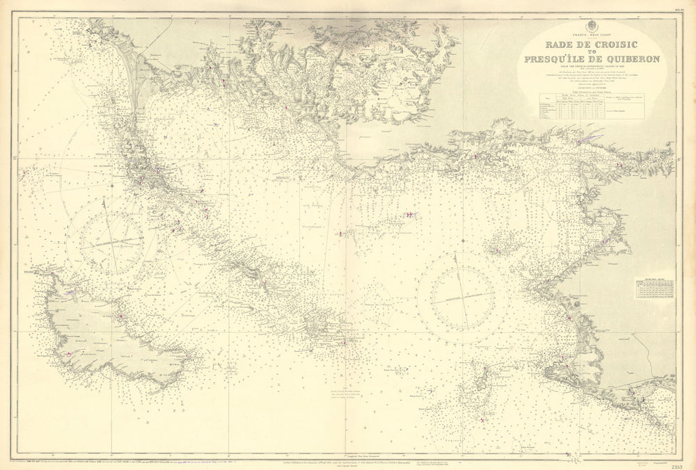 Loire-Atlantique Morbihan Quiberon Belle-Île ADMIRALTY chart 1895 (1954) map