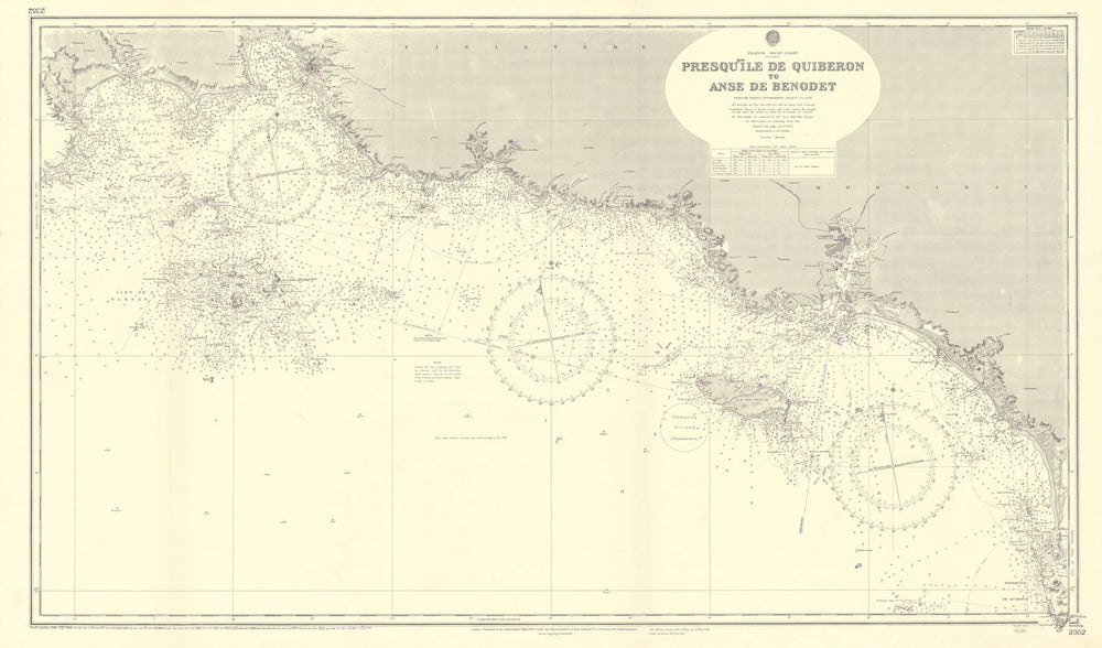 Morbihan Finistère coast Quiberon-Anse Benodet ADMIRALTY chart 1895 (1957) map