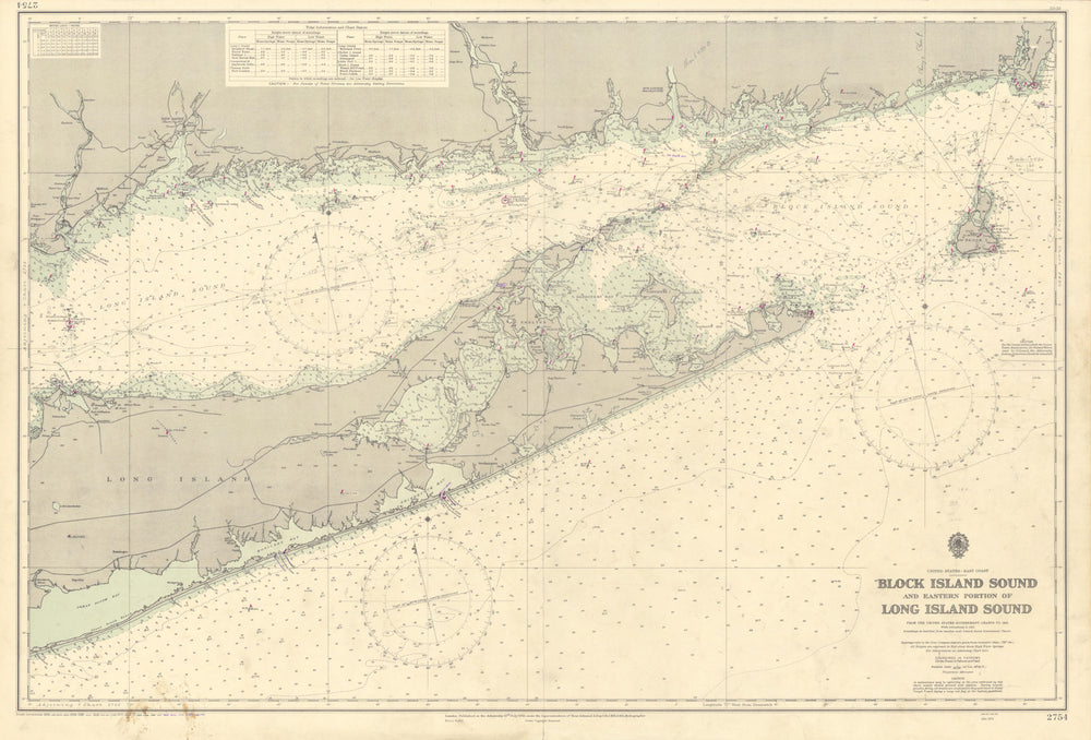 Long Island Block Island Sound Connecticut coast ADMIRALTY chart 1951 (1955) map