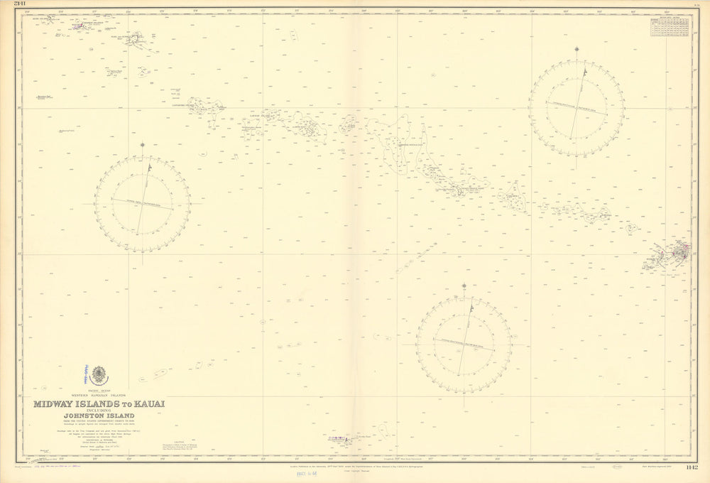 Hawaiian–Emperor seamount chain Midway-Kauai ADMIRALTY chart 1950 (1955) map