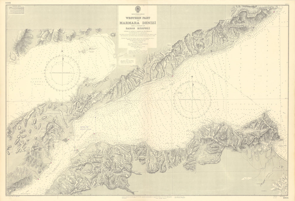 Marmara Gallipoli Dardanelles Gelibolu Turkey ADMIRALTY chart 1887 (1955) map