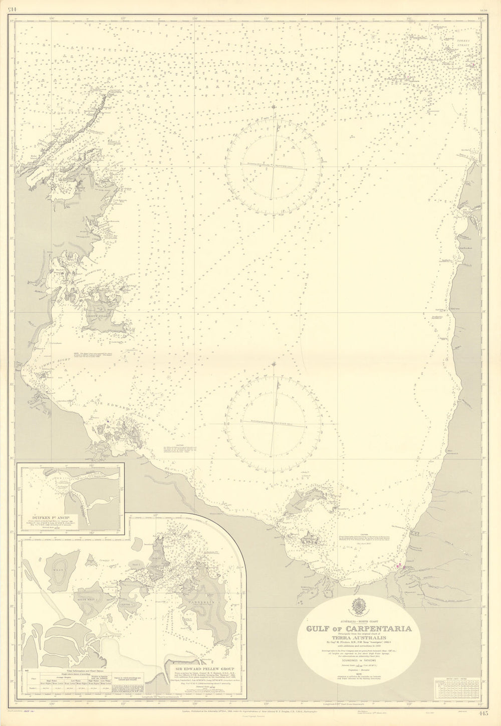 Gulf of Carpentaria. Flinders Terra Australis ADMIRALTY chart 1929 (1953) map