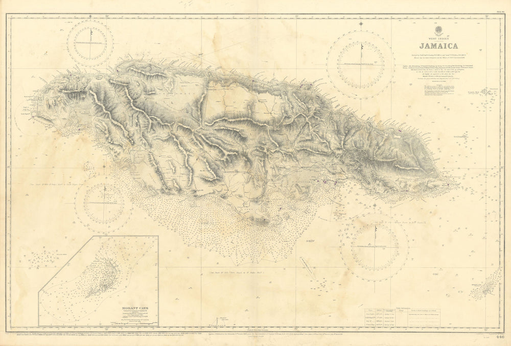 Jamaica. West Indies Caribbean. ADMIRALTY sea chart 1880 (1946) old map