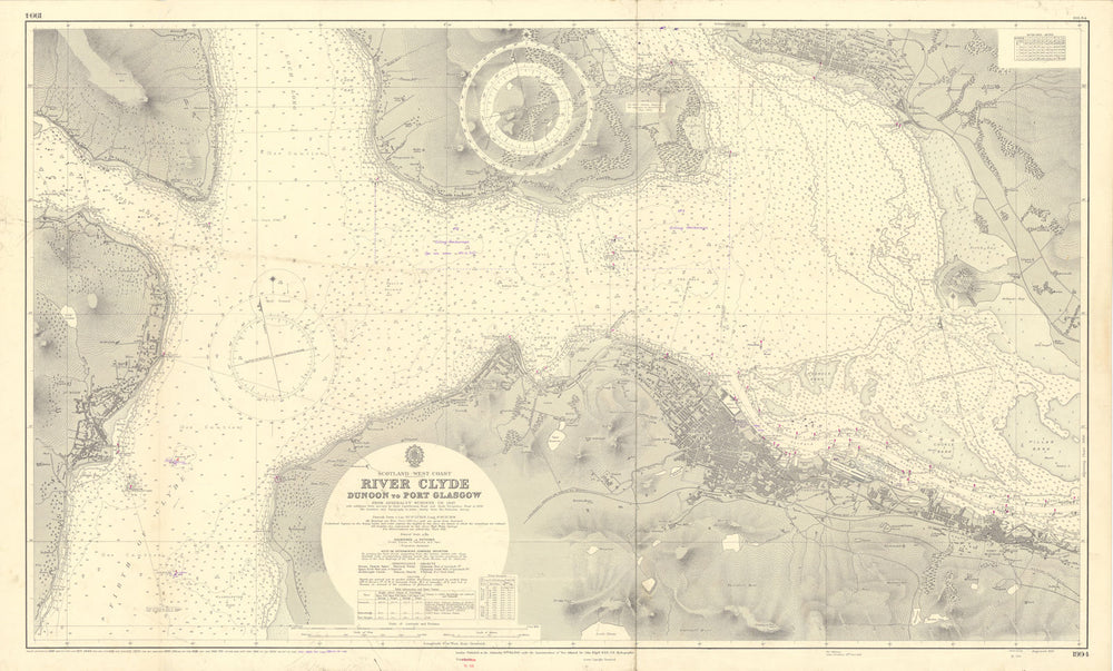 River Clyde. Greenock. Dunoon-Port Glasgow. ADMIRALTY sea chart 1943 (1956) map