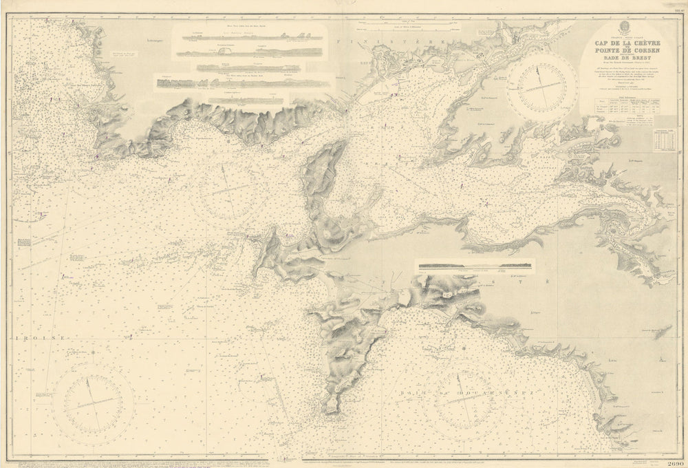 Cap Chèvre-Pte Corsen Rade Brest Finistère ADMIRALTY sea chart 1859 (1949) map