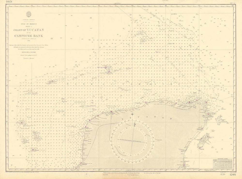 North Yucatan coast Campeche Bank Cozumel Cancun ADMIRALTY chart 1848 (1952) map