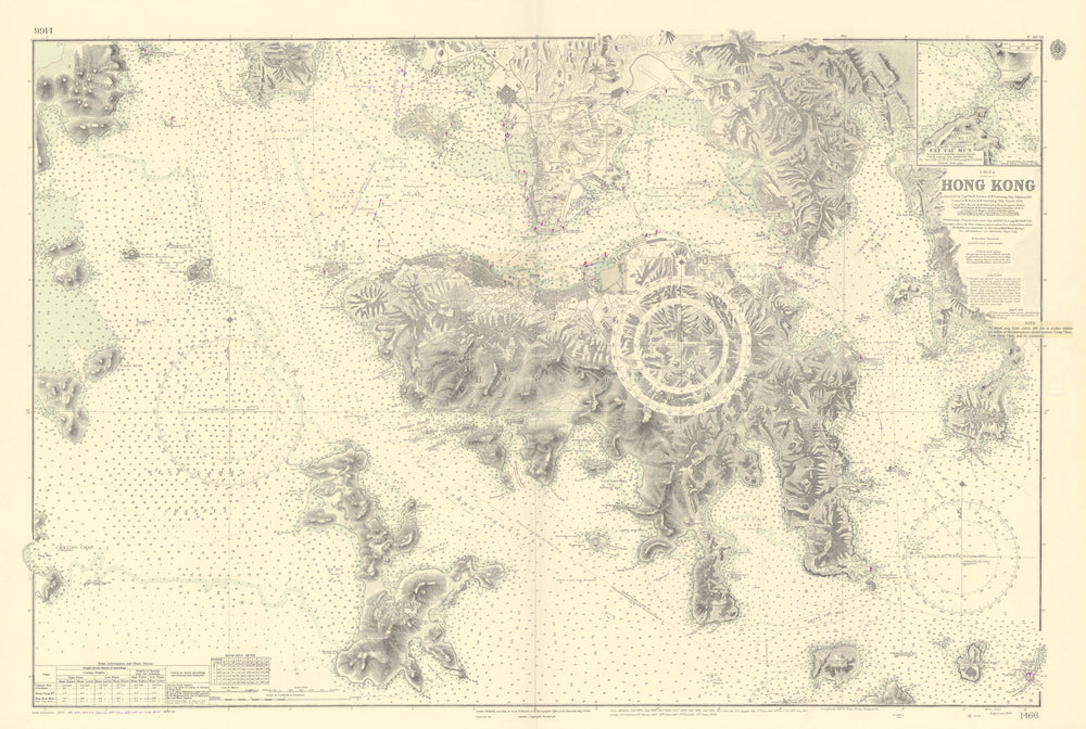 Hong Kong & Kowloon. China Sea. Belcher / ADMIRALTY sea chart 1843 (1956) map