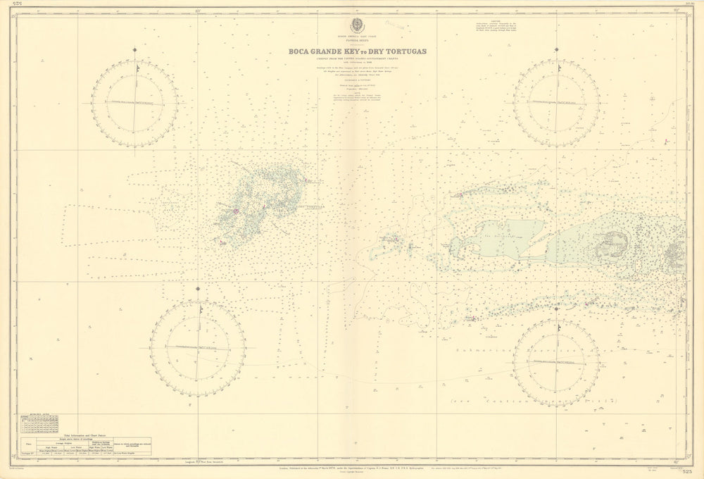 Florida Keys Boca Grande Marquesas Dry Tortugas ADMIRALTY chart 1876 (1950) map