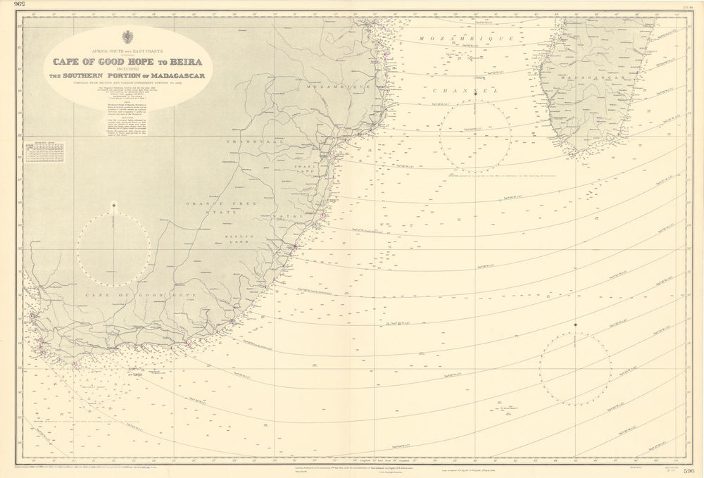 Southern Africa Cape of Good Hope-Madagascar ADMIRALTY sea chart 1935 (1955) map