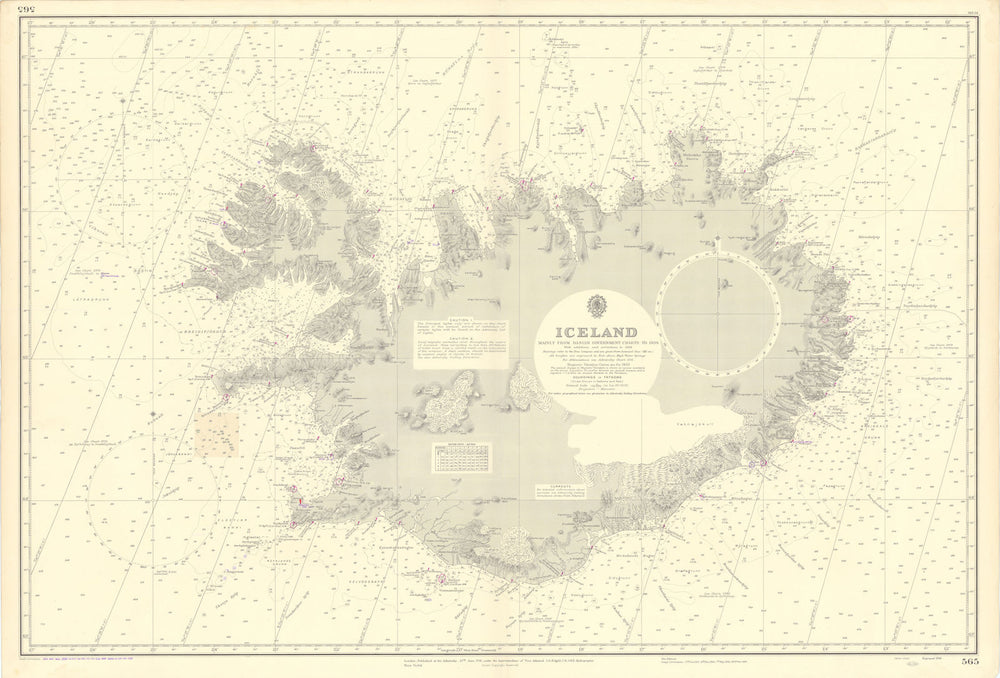 Iceland. Norwegian Sea. North Atlantic. ADMIRALTY sea chart 1941 (1956) map
