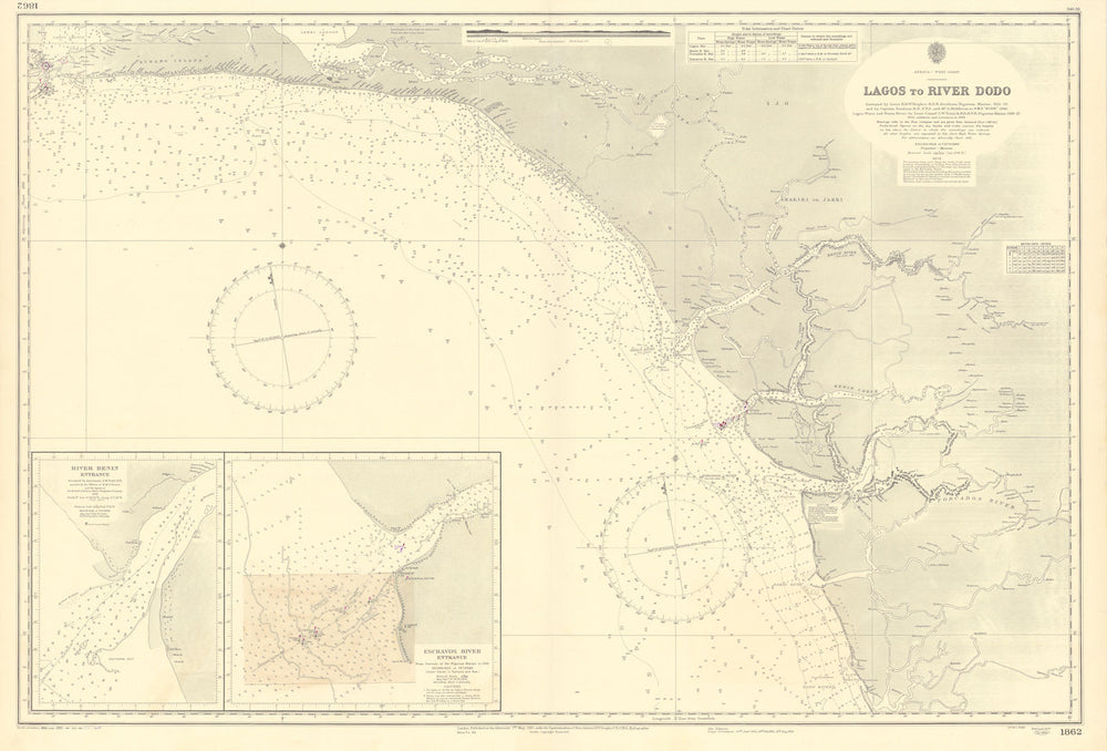 Nigeria W coast Lagos-Dodo Benin Escravos Rivers ADMIRALTY chart 1929 (1957) map