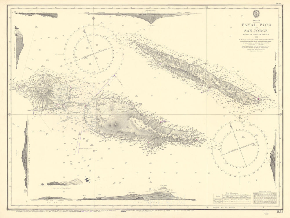 Azores - Fayal Pico & San Jorge. ADMIRALTY sea chart 1849 (1957) old map