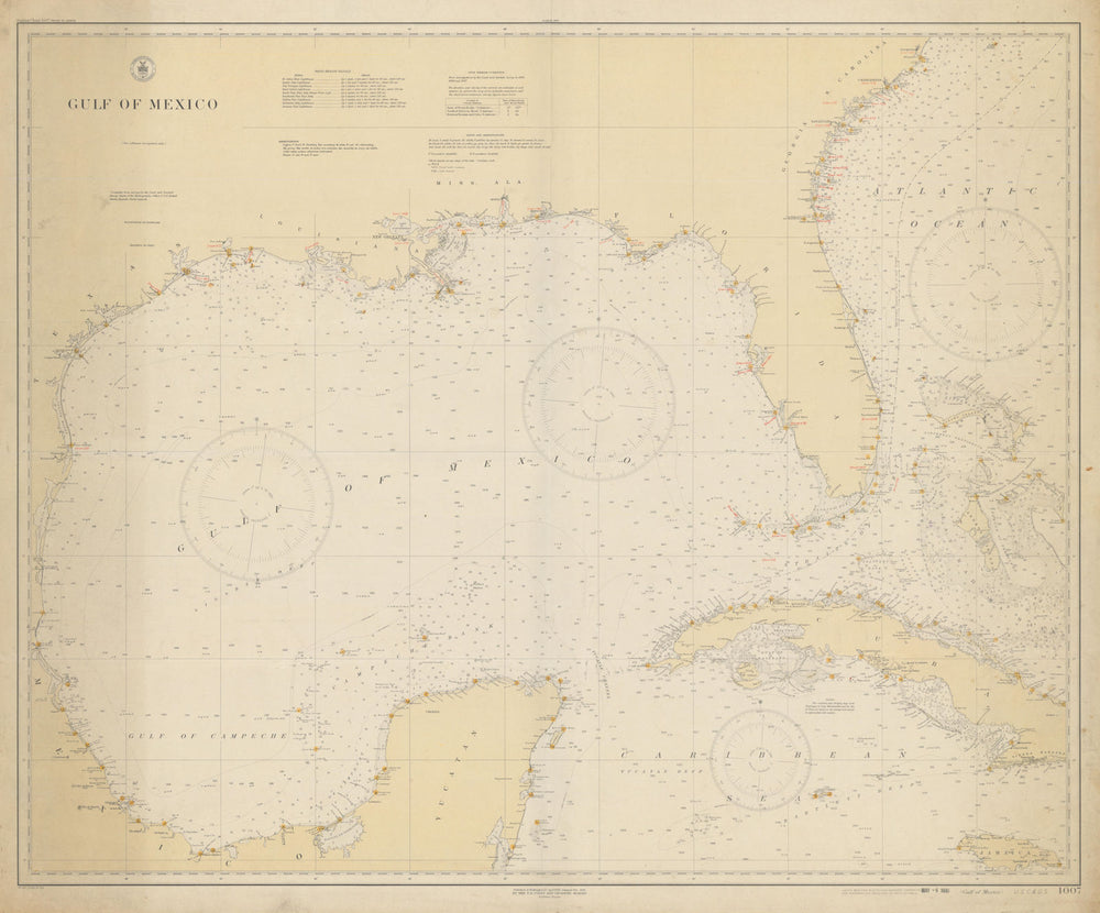 Gulf of Mexico. Caribbean West Indies. USCGS sea chart 1928 (1930) old map