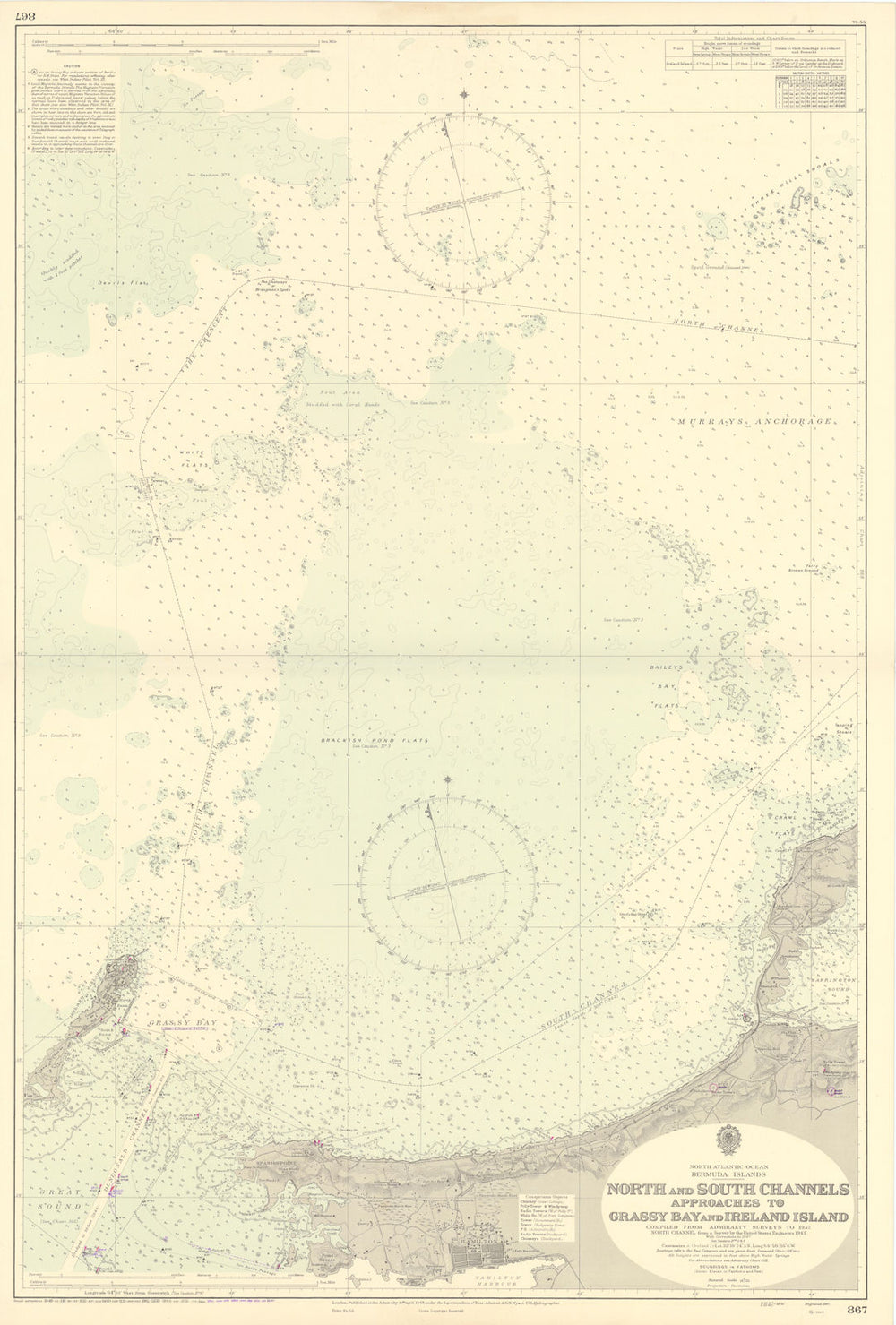 Bermuda Hamilton Grassy Bay approach North Shore ADMIRALTY chart 1948 (1956) map