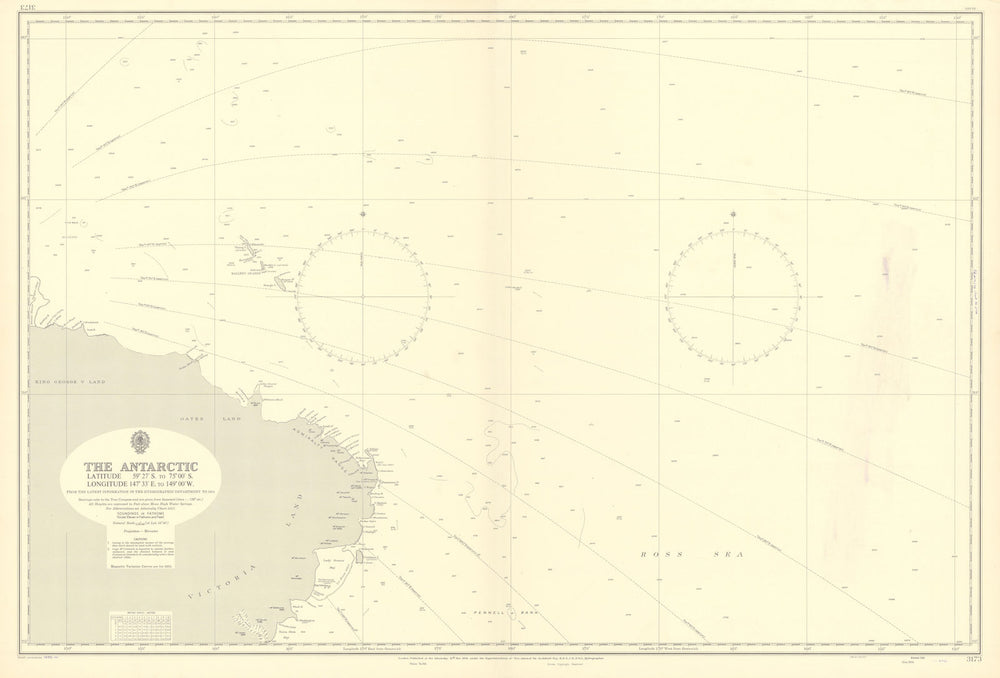 Antarctica 59-75S 147E-149W Ross Victoria Land ADMIRALTY chart 1954 (1955) map