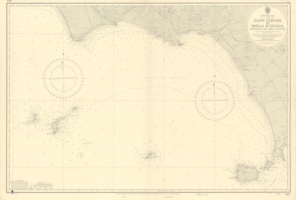 Golfo di Gaeta Capo Circeo Ischia Isole Ponziane ADMIRALTY chart 1944 (1955) map