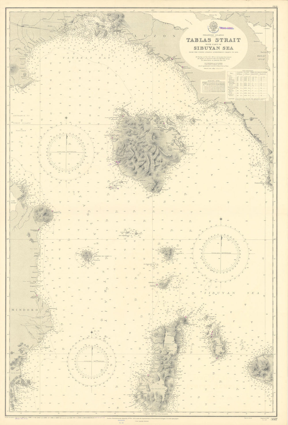 Philippines Tablas Luzon Mindoro Marinduque ADMIRALTY chart 1936 (1956) map