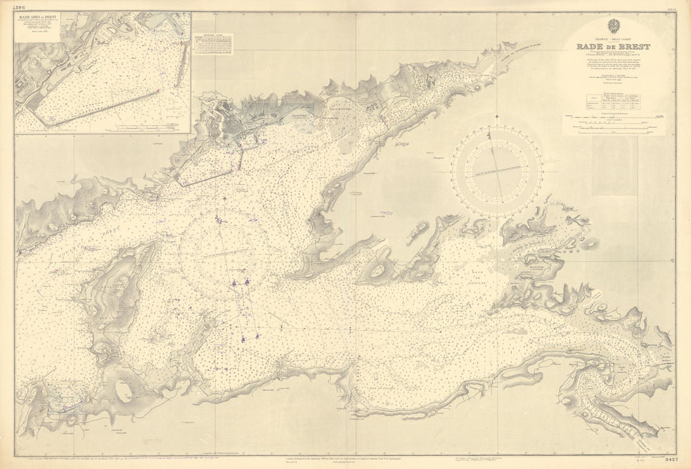 Brest Rade & Rade-Abri. Finistère, Brittany. ADMIRALTY sea chart 1904 (1956) map
