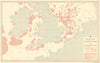 British Isles South March Fishery Chart English Channel Irish North Sea 1953 map