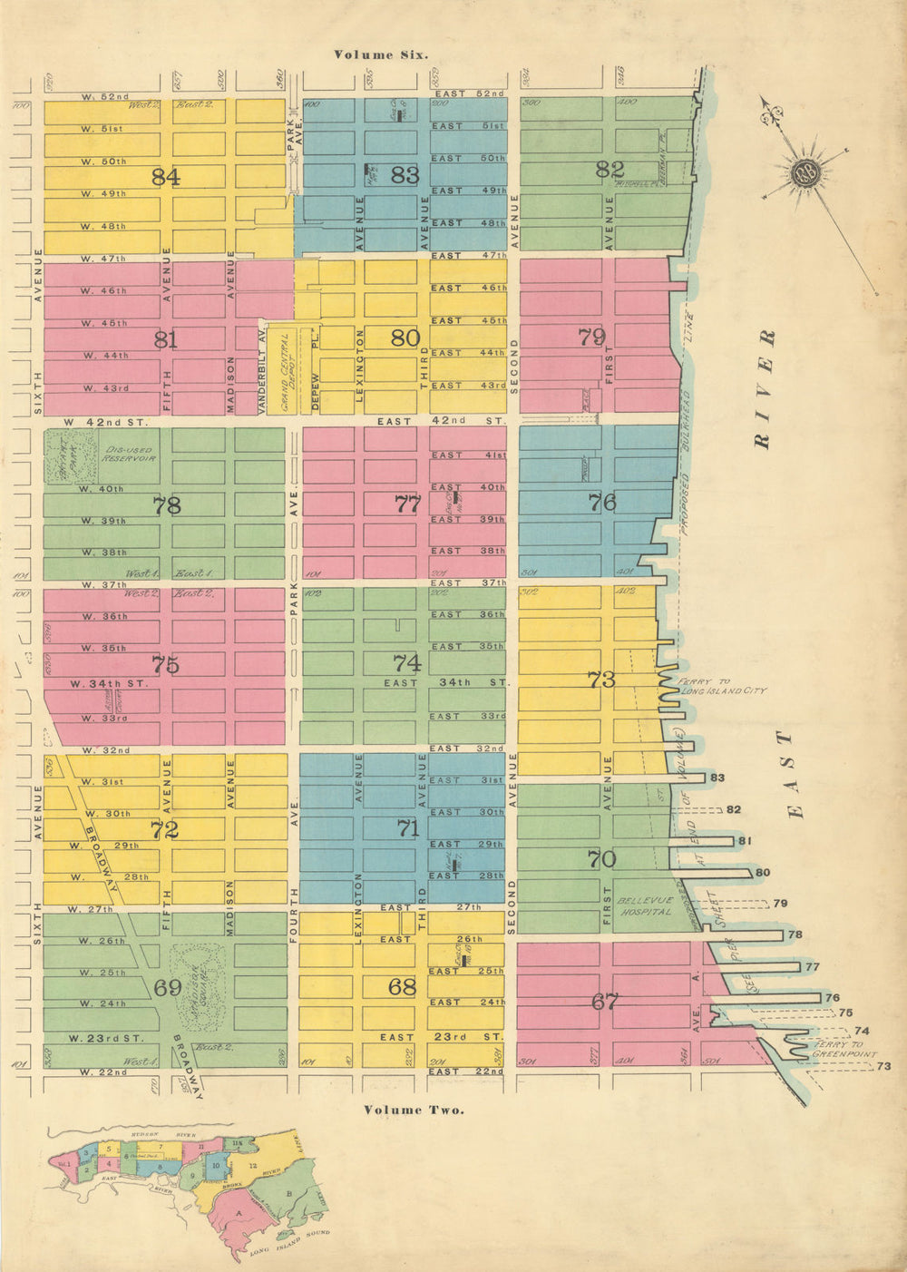 Sanborn NYC Vol 4 Key map Manhattan Midtown East Murray Hill Kips Bay NoMad 1899