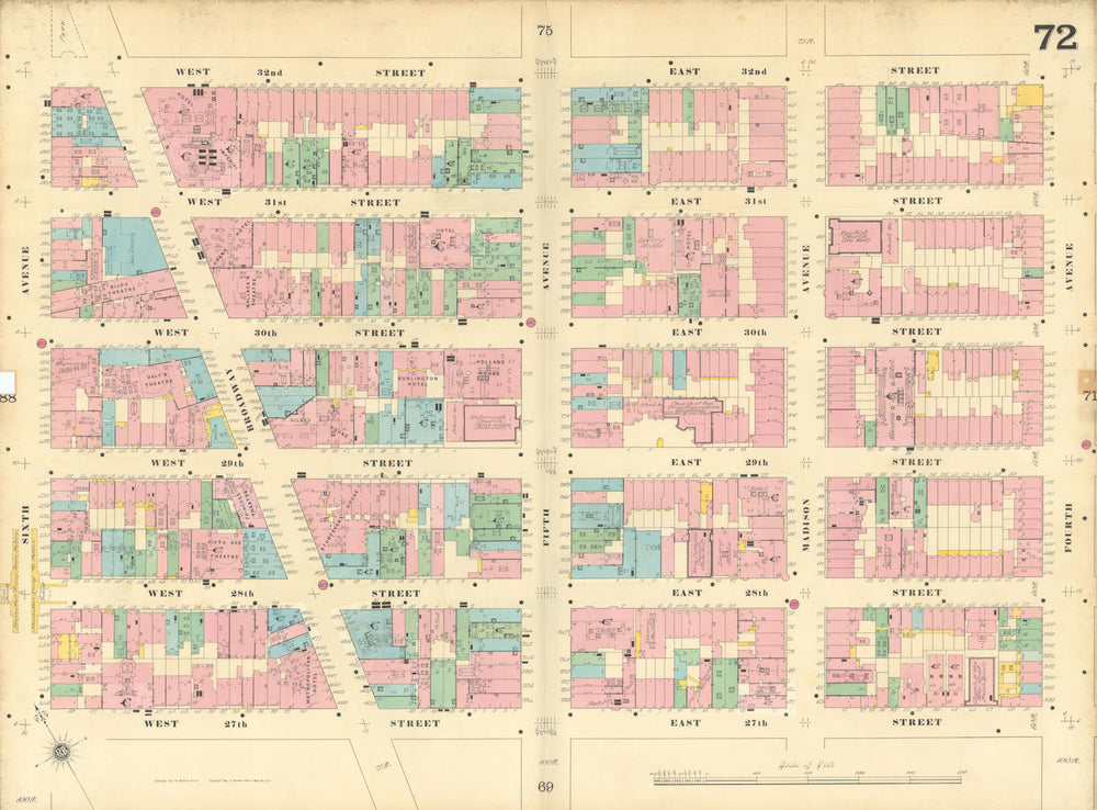 Sanborn NYC #72 Manhattan Midtown NoMad Koreatown Rose Hill Murray Hill 1899 map