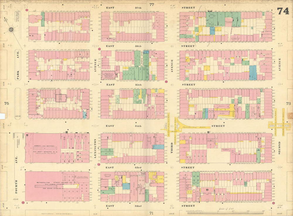 Sanborn NYC #74 Manhattan Midtown East Murray Hill Kips Bay NoMad 1899 old map