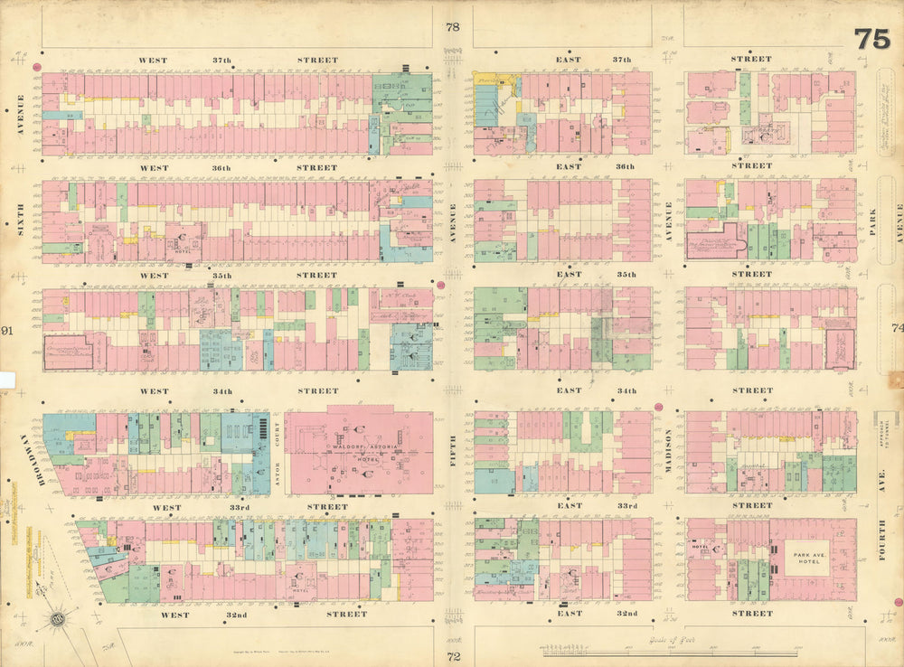 Sanborn NYC #75 Manhattan Midtown NoMad Murray Hill Garment District 1899 map